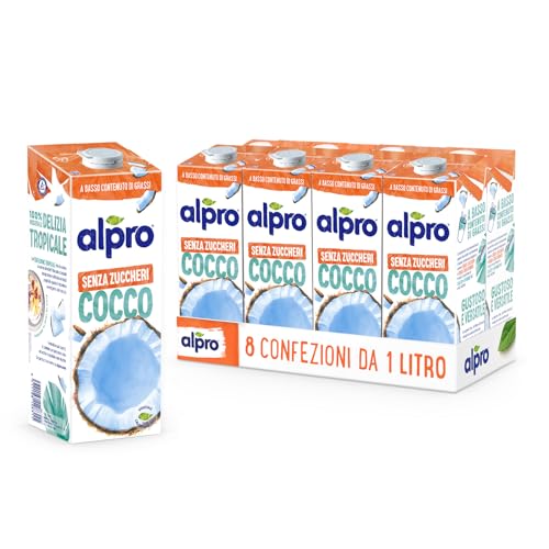 Alpro Bebida Vegetal de Coco sin Azúcar - Pack de 8 x 1L