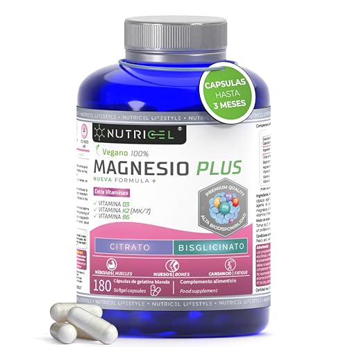 Citrato de magnesio 1577mg + bisglicinato de magnesio 600mg - Reduce Cansancio y Fatiga, Alivia Dolor Articulaciones y Músculos, magnesio glicinato, magnesio, Alta Biodisponibilidad|180 Cápsulas