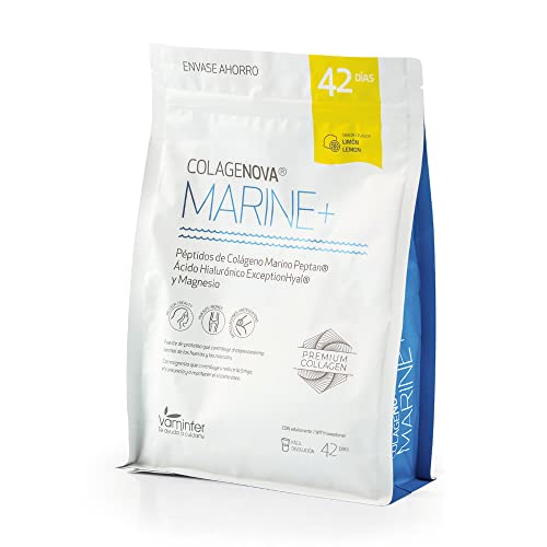 COLAGENOVA - Marine + - Mantenimiento del Sistema Óseo y Muscular - Movilidad y Belleza - Exceptionhyal y Magnesio (Limón, 590 Gr)