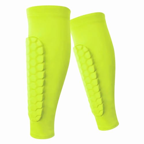 HUPIRCT Espinilleras, Espinilleras de Fútbol, ​​Espinilleras Integradas, No Requiere Desmontaje Repetido, Adecuadas para niños, Adolescentes y Adultos (L, Amarillo Fluorescente)