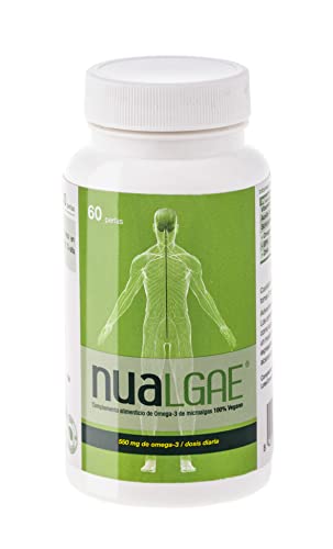 Nua Biological - Nualgae, Complemento Alimenticio de Omega-3 Vegetal de Origen Marino con DHA y EPA para Veganos - 60 Cápsulas en forma de triglicérido (805 mg)