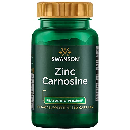 Swanson, Zinc Carnosine (PepZinGI), 60 Cápsulas, Altamente Dosificado, Testado en Laboratorio, Sin Soja, Sin Gluten, No GMO
